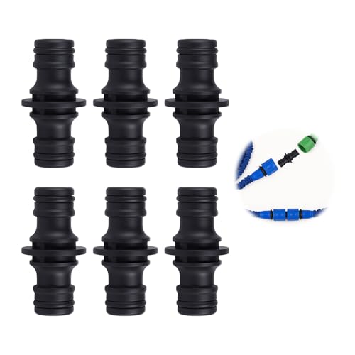wilcractk 6 Pièces Raccords de Tuyau d'Arrosage Double Connecteur de Tuyau Rapide en Plastique Noir pour Réparation Rallonge et Extension de Tuyaux de Jardin...