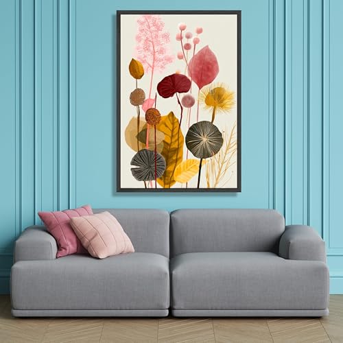 Toile botanique d'automne 60x80cm avec cadre intérieur pour déco - 3