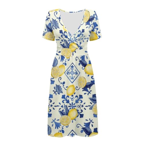 Image of Women's Summer Dresses Short Sleeve Formal Dresses with Pockets | Lightweight polyester fabric delivers cool airflow during hot summer outdoor activities