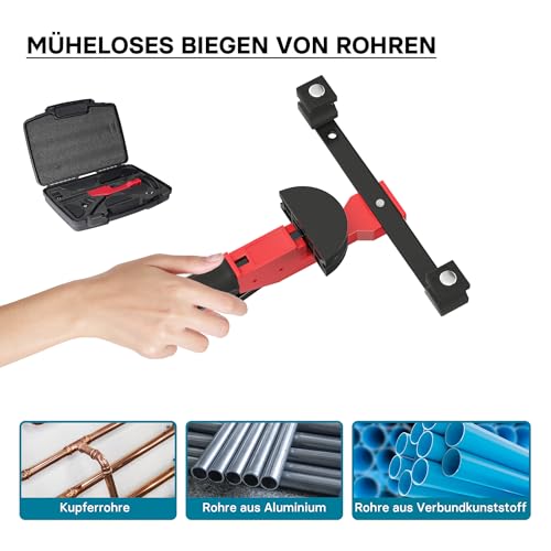 Foto von Wiltec Rohrbiegemaschine manuell, für Rohrdurchmesser 14-32 mm und Biegeradius bis 90°, Handbiegegerät für Alu-, Kupfer- und Kunststoffrohre, Rohrbieger