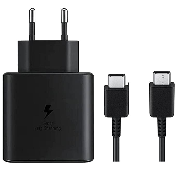 Image of Original 45W Super Fast Charger Compatible with Samsung M35 5G / S24 / S24 Ultra S /A /M /F Series Mobiles, USB Type C-Black
