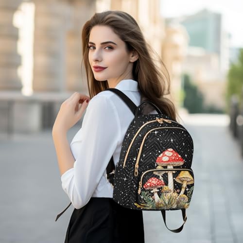 Image of Mushroom Quilted Backpack Purse for Women Fashion Small Backpack M | Shoulder Bag Travel Casual Daypack