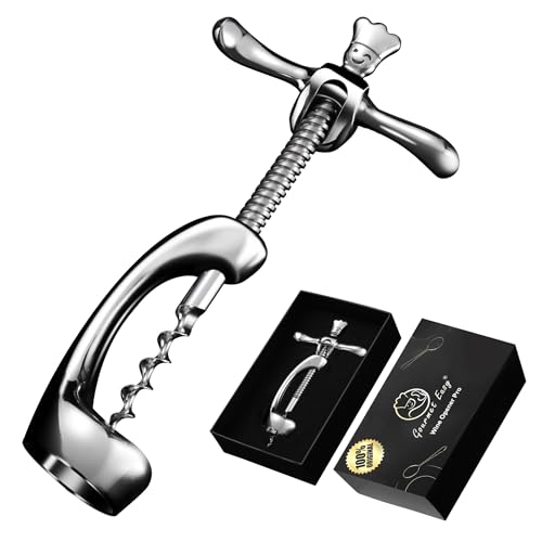 Korkenzieher aus Edelstahl öffnet Wein ohne Korken-Krümel | Hochbelastbarer Weinöffner mit Geschenkverpackung | Manueller Korkenzieher Wein für Zuhause, Bars & Restaurants | Flaschenöffner Wein