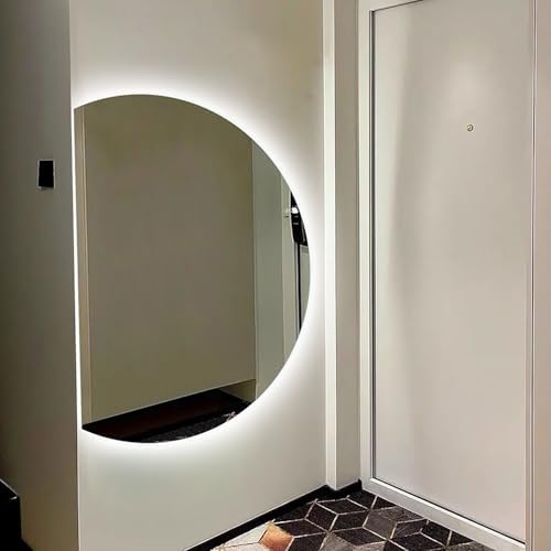 Dimmable LED Bathroom Mirror 35x24in & 39x28in - Smart Touch Switch, Frameless Half Circle, Anti-Fog, Stylish Home Decor (Left Cut, 32x47in)
