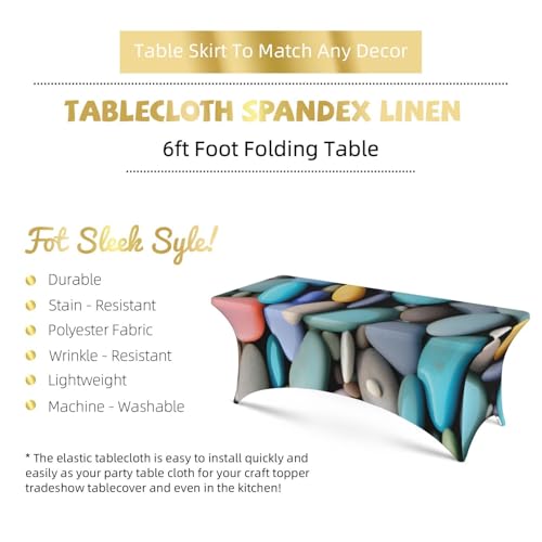 Housse de table élastique rectangulaire extensible nappe de protection galets