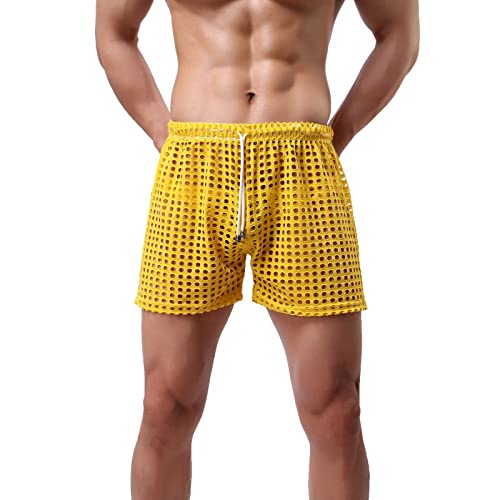Muscularfit Men Swim Trunks Short Summer Fashion Sexy Knit Hollow New Swimming Trunks Drawstring Hawaiian Beach Bathing Suits2