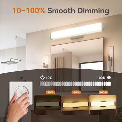 Image of Amico Bathroom Vanity Light Over Mirror 32 inch, Dimmable 5CCT Led Vanity Lights for Bathroom, Modern Black Wall Lights-ETL Certificated