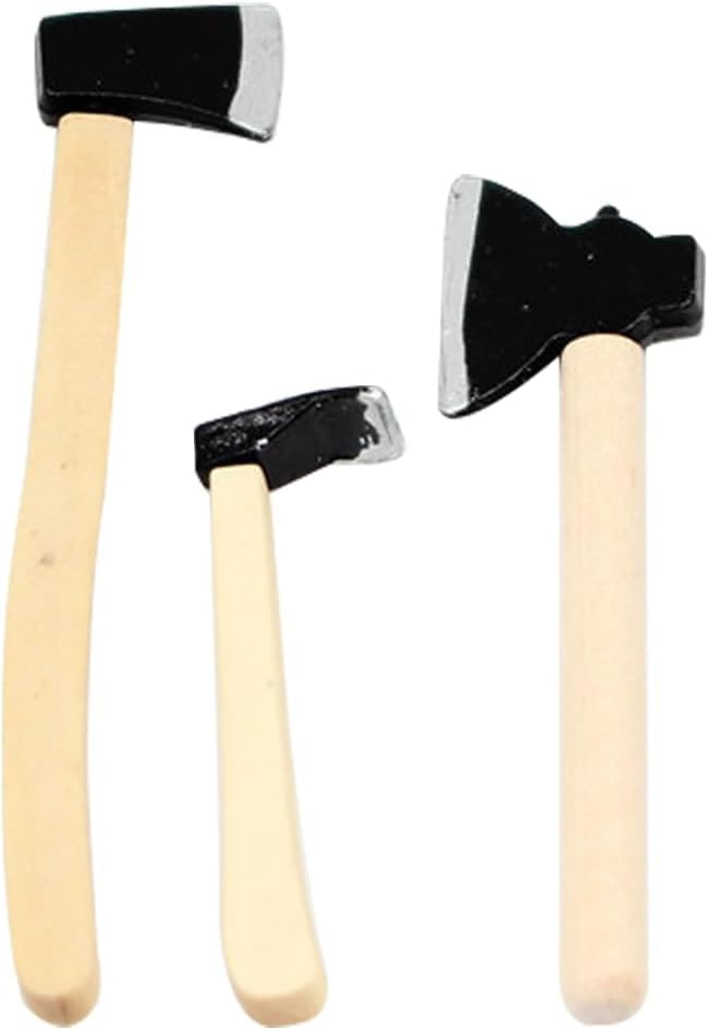 Dollhouse Accessories Miniature Axe Tiny Metal Hatchet with Wooden Handle Mini Chopper for Halloween Dollhouse Decorations