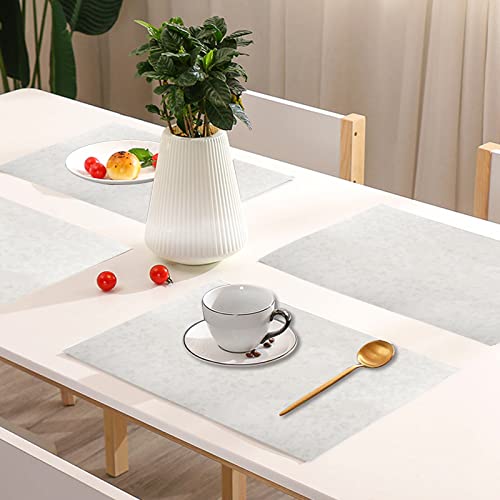 Juego de 4 manteles individuales de piel sintética, lavables, de doble cara, PVC, resistentes al calor, para mesa de cocina, 43 x 30 cm, color gris plateado Cover