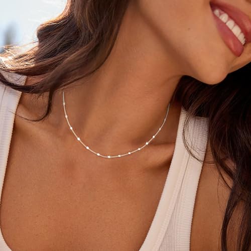 925 Sterling Silver Necklace Silver Chain Necklace for Women Cuban Link Chain 16K Gold Chain Simple Dainty Necklace for Women Waterproof Trendy Jewelry Gift3