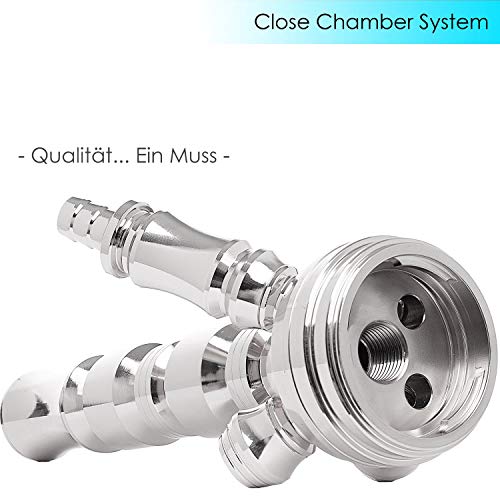 DILAW® TRIPHAN Shisha Edelstahl Silber V2A 66cm Hookah Medium + LED Licht | Wasserpfeife Kaminkopf Komplettset… – Bild 5