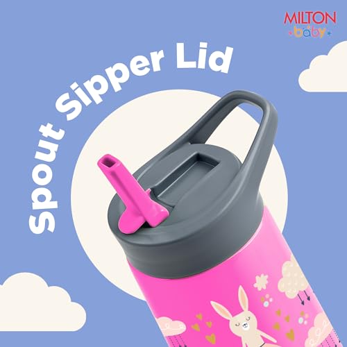 Image of Milton Baby Spout Sipper,No-Spill Design,BPA-Free,Food-Grade Material,Microwave-Sterilizer Safe,Easy-Grip,Smooth Open-Close Action,Lightweight,Ideal Sipper Water Bottle for Kids 12+Month, 420 ml,Pink