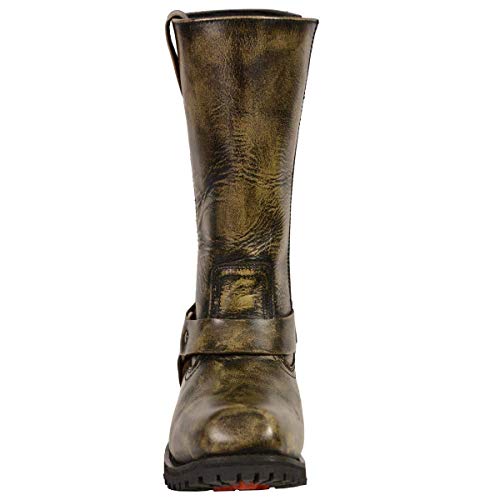 Image of Milwaukee Leather Men's Distressed Gray Leather 11-inch Classic Harness Square Toe Motorcycle Boots MBM9006 | Premium Material, Square Toe, Rider Ready, Durable Everyday Wear