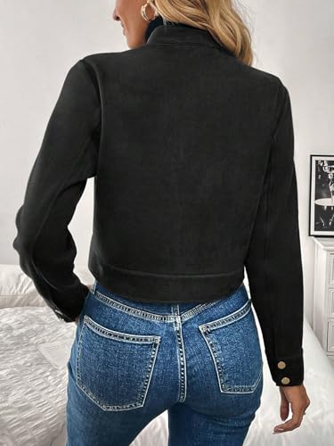 Cozy Black Fall Winter Jacket with Large Pockets - Perfect for Chillier Days! - Image 3