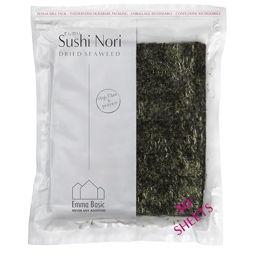 Emma Basic Sushi Nori Seetang (50er Blatt) – jung und knusprig | hochwertig | leicht getoastet | reich an Protein & Ballaststoffen | wenig gesättigtes Fett