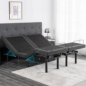 Twin XL Adjustable Beds with Thickened Frame, Adjustable Bed Base with Wireless Remote, Separate Head/Foot Lift, Easy Assembly, 2 Height Options Electric Smart Bed Frame, Sturdy Metal
