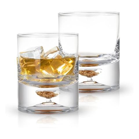 BERKWARE Lowball Whiskey Glasses - Clear Old Fashioned Glasses with Gold Flake Design for Wine & Cocktail, 12oz each (Set of 2) Cover