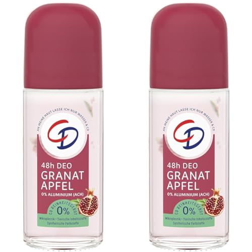 CD BIO Deo Roll-On 'Granatapfel', 50 ml, Deodorant ohne Aluminiumsalze, langanhaltender Schutz für 48 h, veganes Hautpflegeprodukt, für empfindliche Haut geeignet (Packung mit 2)