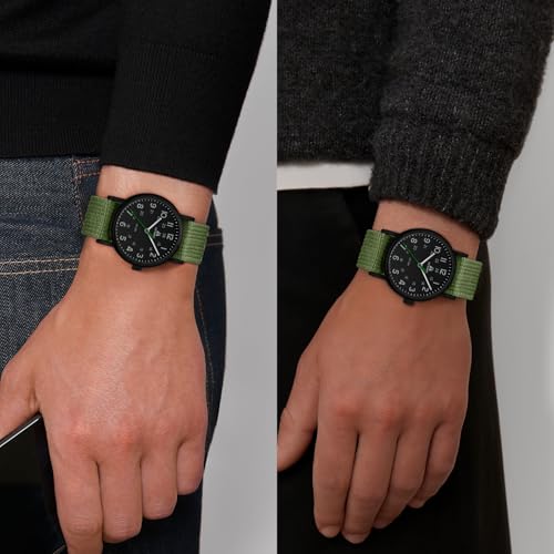 Image of LN LENQIN Mens Watches Unisex Military Sport Nylon Strap Stylish Luminous Fashion Analog Quartz Watch for Men Waterproof Army Tactical Casual Wristwatch