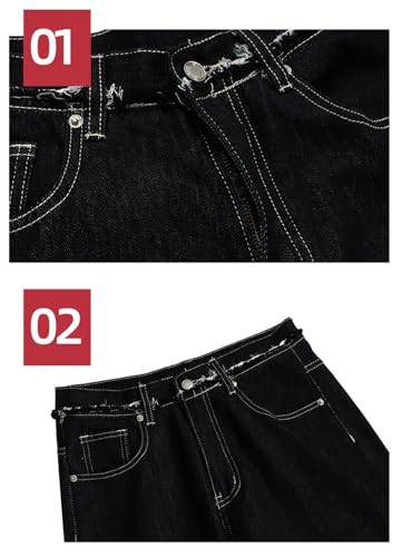 Men Women Jeans Streetwear Loose Wide Leg Straight Denim Pants Baggy Jeans Trousers2