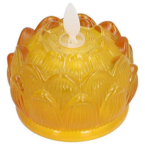 CHEOTIME LED Flower Lamp Glass Yellow Candle Lotus Decor