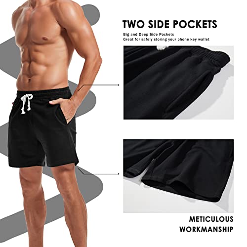 AMY COULEE Mens Athletic Workout Shorts 5.5" Cotton Casual Shorts Elastic Waist Joggers Sports Sweat Shorts3
