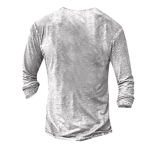 Men's Distressed Henley Shirts Vintage Long Sleeve Button Down Tops Casual Washed Basic T-Shirt2
