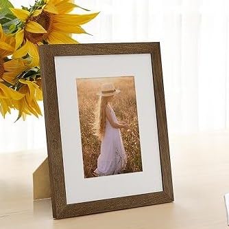 Acovy A5 写真フレーム、無垢ウォールナット材 14.8x21cm 壁用フォトフレーム 直角 A5(148x210mm) ポスターフレーム A6(95x138mm)にマット仕上げ済み PSパネル 縦または横向きの壁掛け 1パック