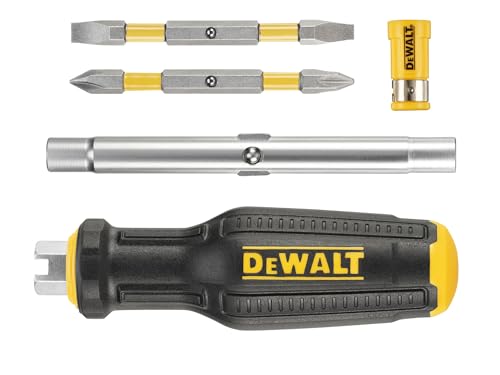 Dewalt Destornillador multibroca de 6 vías de ajuste completo, suministrado con: 2 puntas de doble cara: 4,5/6 mm, PH1/PH2.