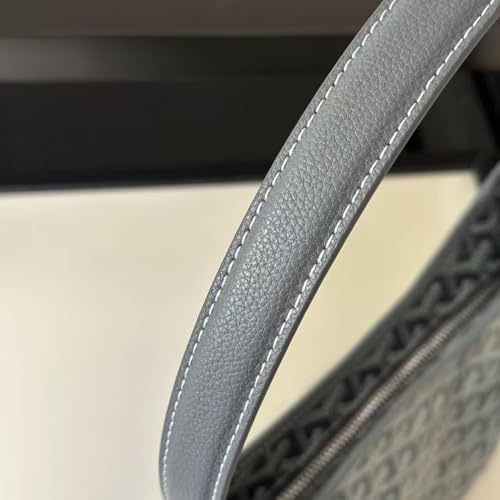 Women's Genuine Leather Hobo Bag with PVC Coated Canvas Print, Shoulder Handbag, Crossbody Purse - 3
