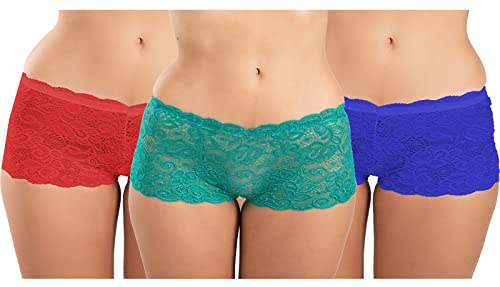 Image of FIMS - Fashion is my style Cotton Lycra Net Boy Short Panty for Womens, Mid Rise, Satin, Hipster Panties, Daily Use, Back and Front Coverage, Brief, See Main Image to Check How Many Panty You Will Get