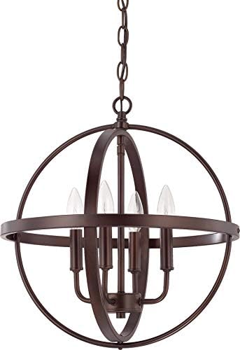 HomePlace Lighting 317541BZ Hartwell Transitional Candle Orb Pendant Light, 4-Light 240 Total Watts, 18" H x 17" W, Bronze