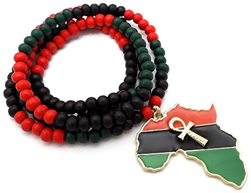 GWOOD Africa with Ankh Metal African Pendant on 32 Inch Wood Bead Necklace4