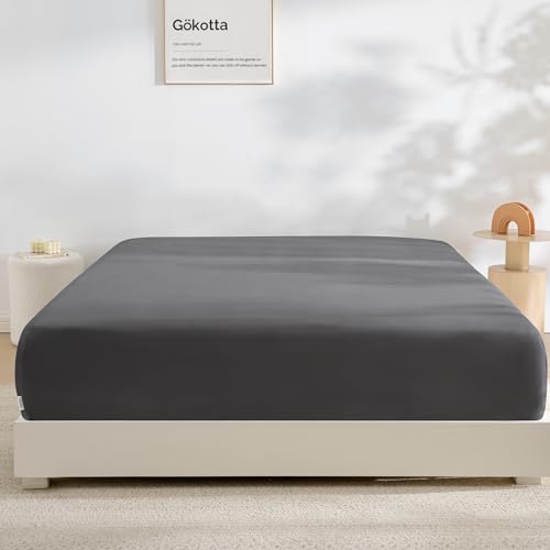 GOKOTTA Fitted Sheet King Only,100% Rayon Derived from Bamboo Fitted Sheet,Ultra Soft,Cooling and...