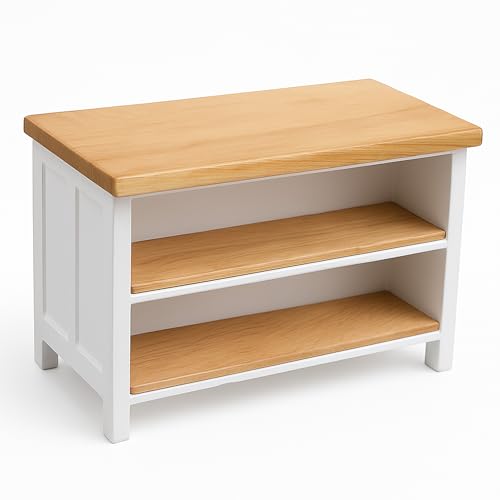 Miniature Dollhouse Kitchen Island Dining Table 1:12 Scale Furniture Mini Doll House Accessories, Wood Rectangular Tables with Storage Shelves for Restaurant Room Pub Bar Counter Shelving Modern White