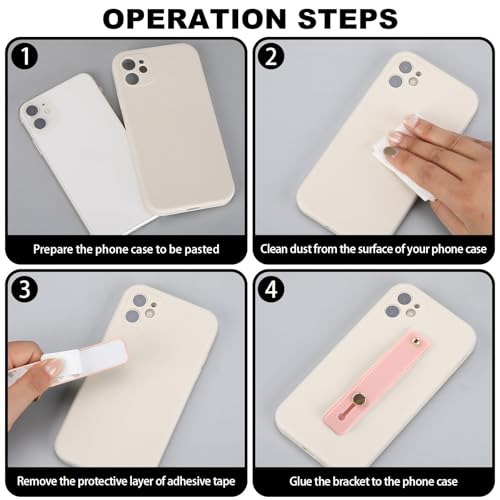 Image of Weewooday 6 Pieces Phone Grip Holder Cell Phone Grip Strap Telescopic Finger Strap Stand Universal Finger Kickstand for Most Smartphones(Pink, White,Classic)