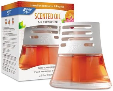 BRIGHT Air Scented Oil Air Freshener, Hawaiian Blossoms and Papaya, Orange, 2.5 oz, 6/Carton