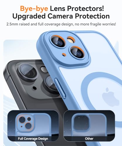 Image of CANSHN Magnetic for iPhone 15 Plus Case, Upgraded [Full Camera Protection] [Compatible with Magsafe] [Translucent Matte] Shockproof Protective Phone Case for iPhone 15 Plus 6.7 inch - Light Blue