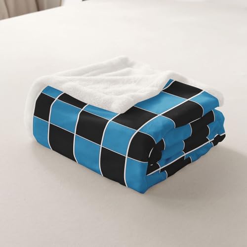 Image of Erosebridal Plaid Sherpa Blanket Navy Blue Black Checkerboard Fuzzy Plush Throw Geometric Checkered Fleece Blanket for Kids Boys Girls,Aesthetic Grids Decor for Bed Couch 40 inchx50 inch