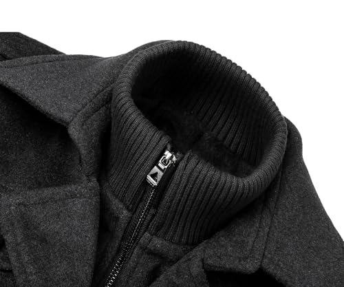 Image of APTRO Men's Pea Coat Wool Jacket Single Breasted Winter Coat Military Coat 1108 Black XL