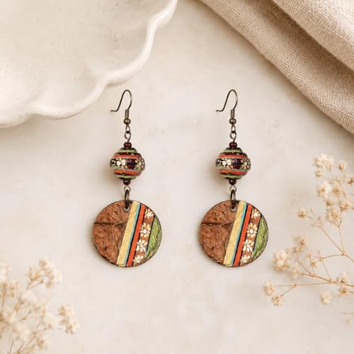Image of Handcrafted Tribal & Dhokra Art Earrings for Women - Wooden, Nature-Inspired Statement Drop & Traditional Ethnic Designs