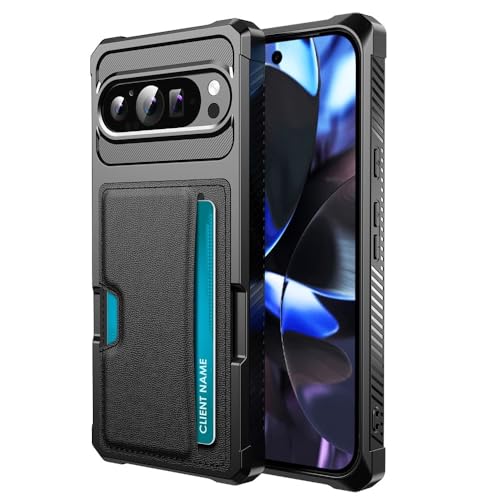 Étui pour Google Pixel 10 Pro 5G antichoc silicone rigide portefeuille cuir noir