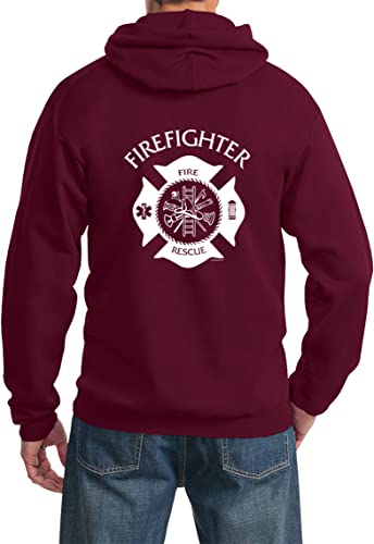 Firefighter Fire Rescue Pullover Hoodie Front and Back