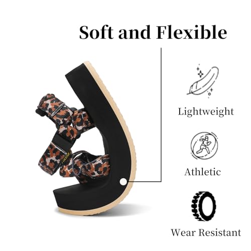 Image of Sport Walking Water Sandals for Women with Arch Support & Adjustable Straps Platform Sandals Women Height Increase