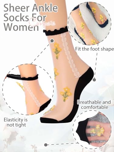 Image of Campsis Women Sheer Socks Sheer Ankle Socks for Women and Girls