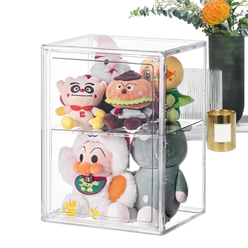Caja de almacenamiento transparente para figuras, vitrina transparente para figuras | Organizador de muñecas de acrílico,Vitrina en capas, estante de escritorio a prueba de polvo para juguetes colecci