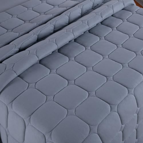 Colcha Kit Cobre Leito Malha 100% Algodão Solteiro, Casal, Queen e King Size. (Cinza, King)