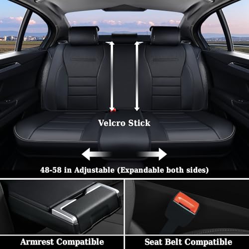 Image of Coverado Seat Covers Full Set, Car Seat Cover Black, Seat Covers for Cars, Car Seat Protector, Nappa Leather Car Seat Cushion, Waterproof Car Seat Covers Front Seats and Back Fit for Most Cars