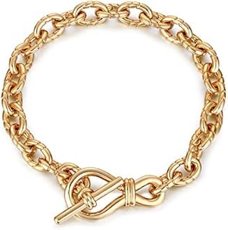 Dainty Layering Bracelets for Women 18 k Gold Plated Fashion Adjustable Chunky Cuban Paperclip Link Chain Bracelets Jewelry for Women Girls Gift