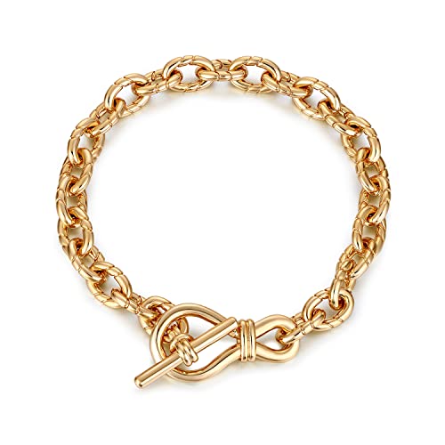 Image of FRUMOS Dainty Layering Bracelets for Women 18 k Gold Plated Fashion Adjustable Chunky Cuban Paperclip Link Chain Bracelets Jewelry for Women Gift